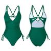 Damen Unifarben Grün Neckholder Badeanzug - Bauchkontrolle Raffung Badedress