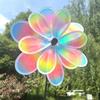 1 Piece Double Layer Color Film Color Changing Dazzling Windmill Rotating Wind Spinner Stake Standing Lawn Flower Pinwheel
