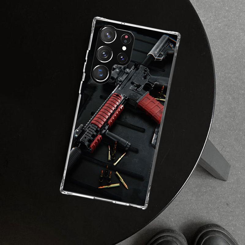 Gun Bullets AK47 Handgun Phone Case Cover for Samsung Galaxy S26 S25 Edge S24 S23 Ultra S22 Plus S21 FE S20 + Art Customized Fun