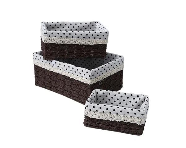 Desktop Storage Box Woven Snacks Cosmetics Toy Storage Basket Household Fabric Coffee Table Miscellaneous Items Key Basket