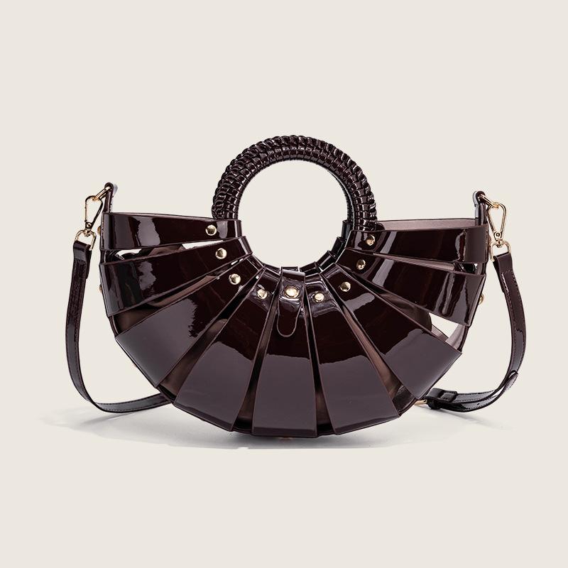 

Red Bag for Women 2026 New Niche Hollow Inner Bag Shell Bag Internet Celebrity Basket Handbag Textured Crossbody Bag коричневый