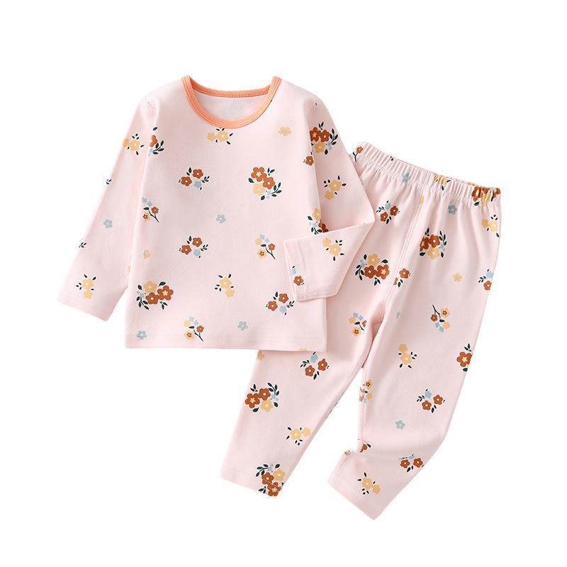 Girls' Floral Pajama Set - Autumn Korean Style Long Johns and Underwear