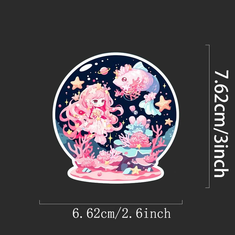 Flower Girl Mermaid Stickers Durable for Laptop, Car, Luggage, Skateboard & More - Perfect for Teens, Adults, Creative Decor & Gifting