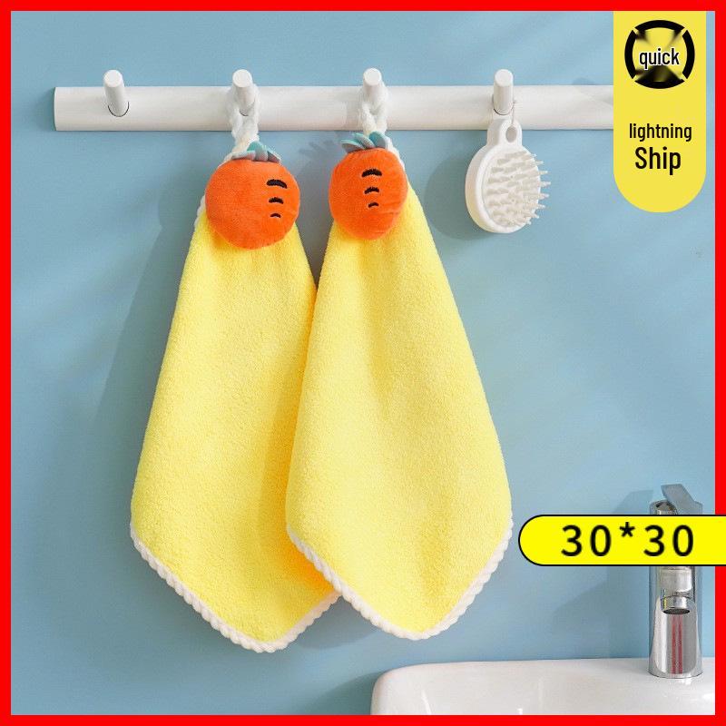 Coral Fleece Goose Hand Towel - Absorbent & Cute for Kids' Bathroom or Kitchen