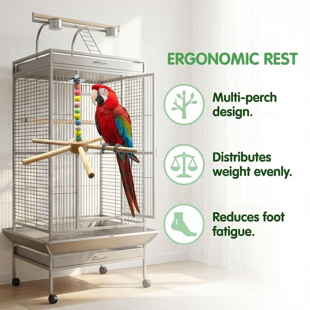 Large Size Rotating Bird Perch Toy Wood Hanging Bird Stand for Parrots Lovebirds