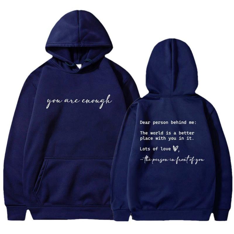 Womens Fleece-Lined Hooded Sweatshirt With Kangaroo Pocket Letter Print Loose Fit Casual Top