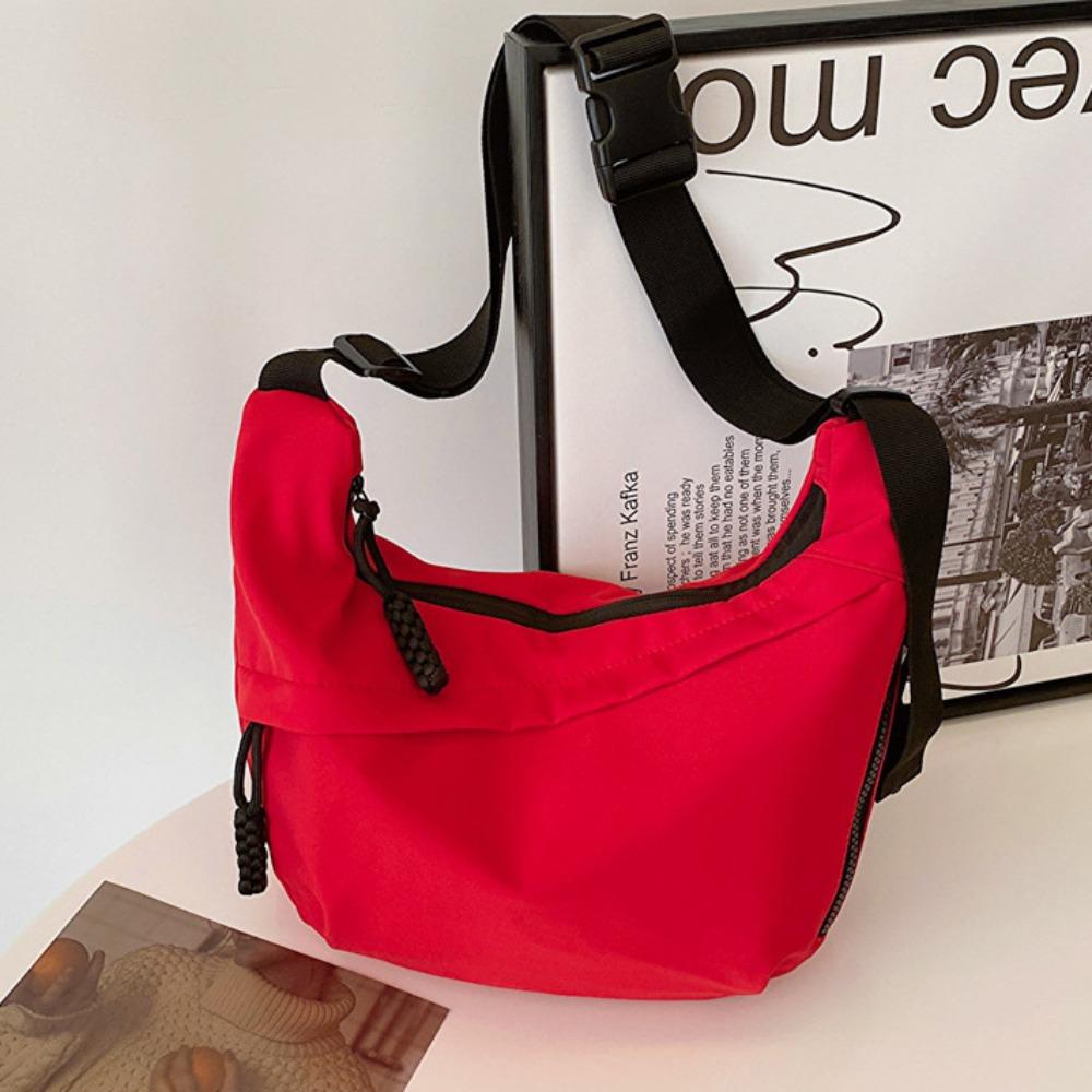 

Large Capacity Oxford Cloth Shoulder Bag Korean Style Dumpling Bag Nylon Crossbody Bag Women червоний