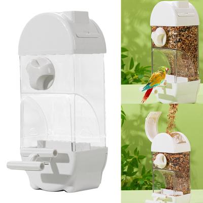 Clear Semi Closed Automatic Bird Feeder Splash Proof Designs Parrot Feeder Food Seed Container for Small To Medium Birds