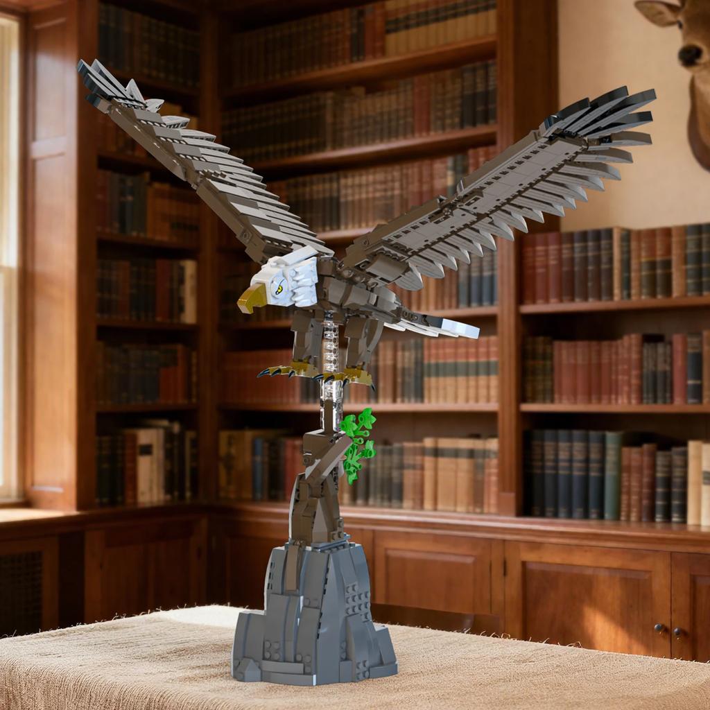 Non-Toxic 1060Pcs Bald Eagle Building Blocks Soaring Eagle Animal Model Bricks Creative Desktop Ornaments Kids Diy Toy Holiday Gifts