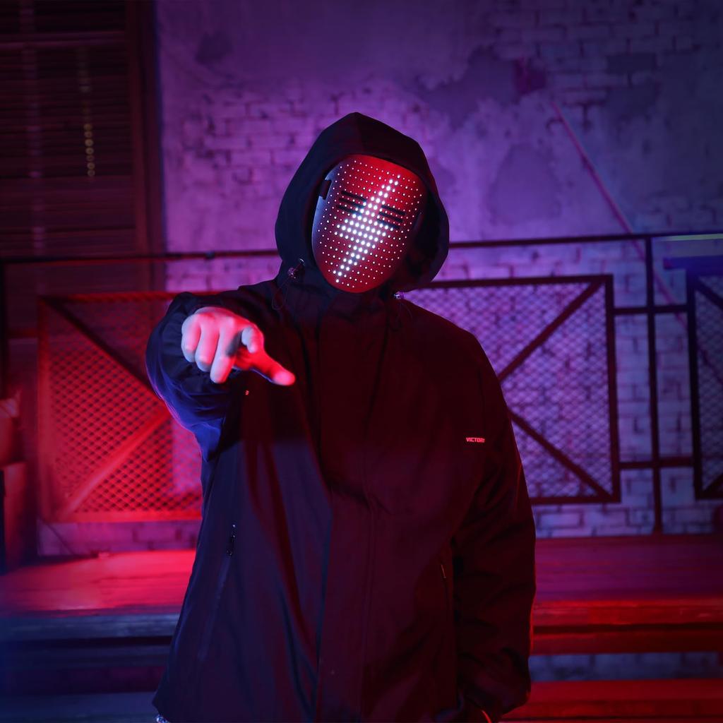 LED Face Fun USB Cosplay LED Switchable Perfect for School Unisex V-Dank Mask, Gesture-Sensing Cover, Toy, Illuminating, Rechargeable, Accessory,