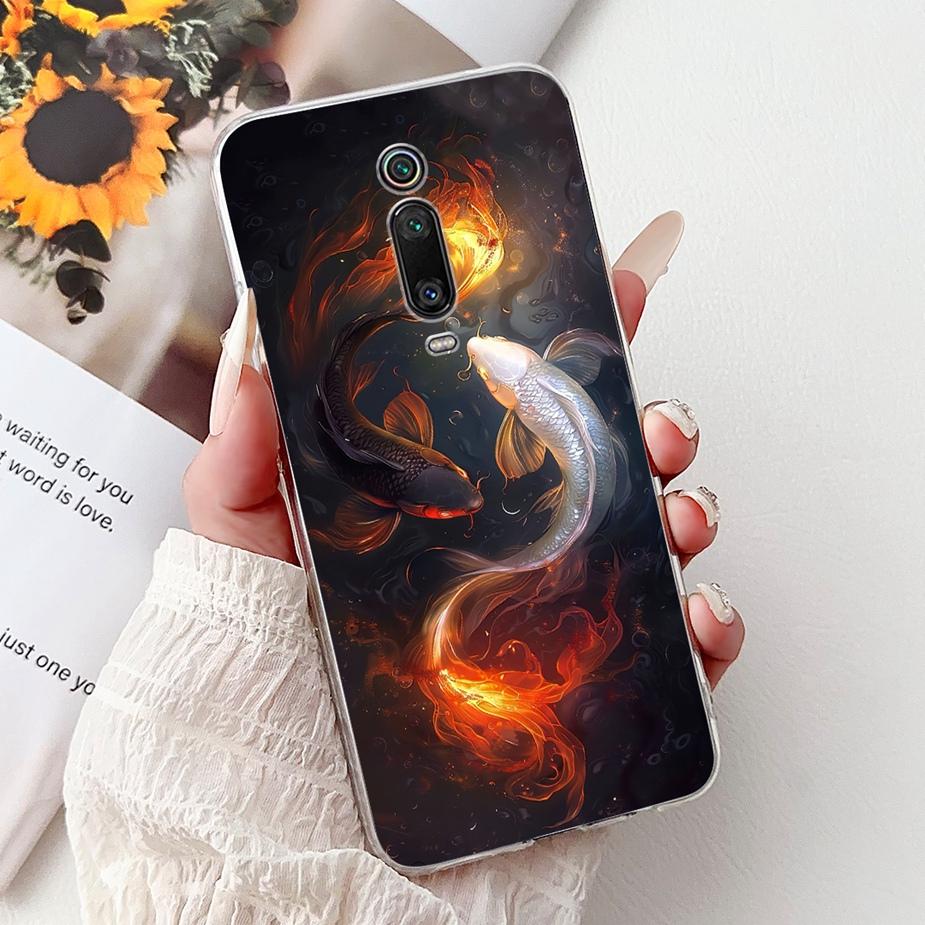 For Xiaomi Mi 9T Pro Case Cute Cat Lucky Koi Painted Cover Soft Silicone Phone Case For Xiaomi MI 9T Pro Mi9T 9TPro Fundas Coque