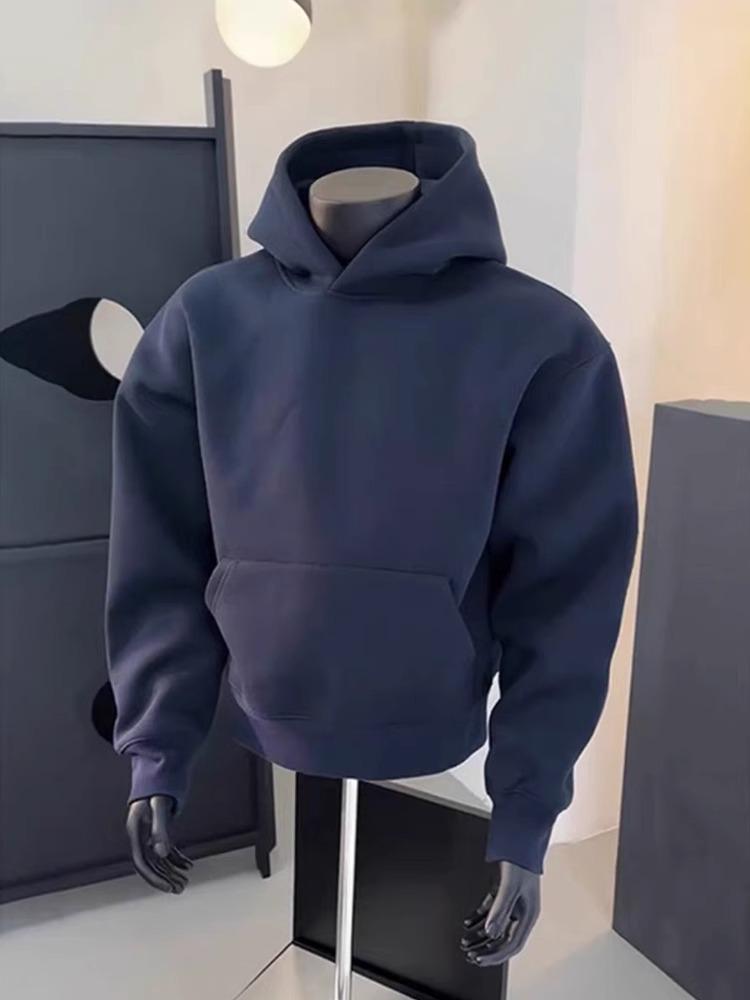 Men's Coffee-Colored Fleece-Lined Hooded Sweatshirt - Autumn/Winter 2025 Style, Thick Pullover Jacket, Loose Fit