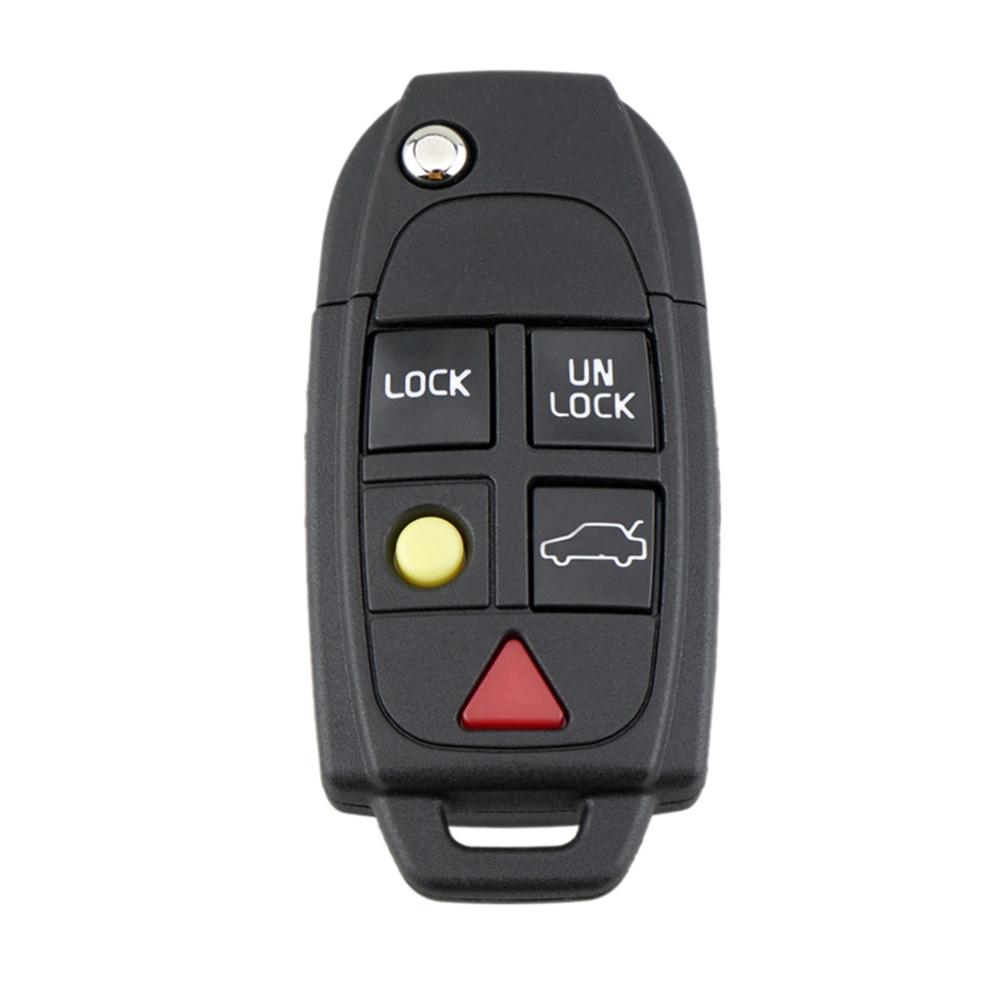 5 Buttons Flip Folding Key Fob Case Protector Car Remote Key Cover Holder Black for Volvo S60 S80 V70 XC70 XC90