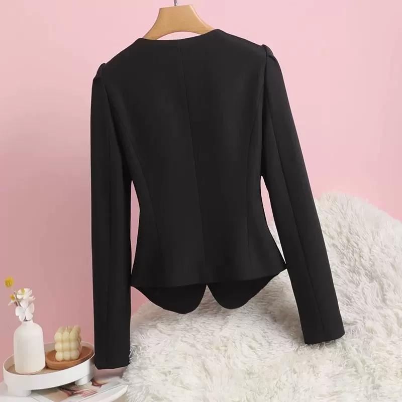Temperament V-Neck Thin Suit Jacket Women's Long Sleeve Shirts Spring Summer Slim Chic Blazer Coat Office Ladies Top