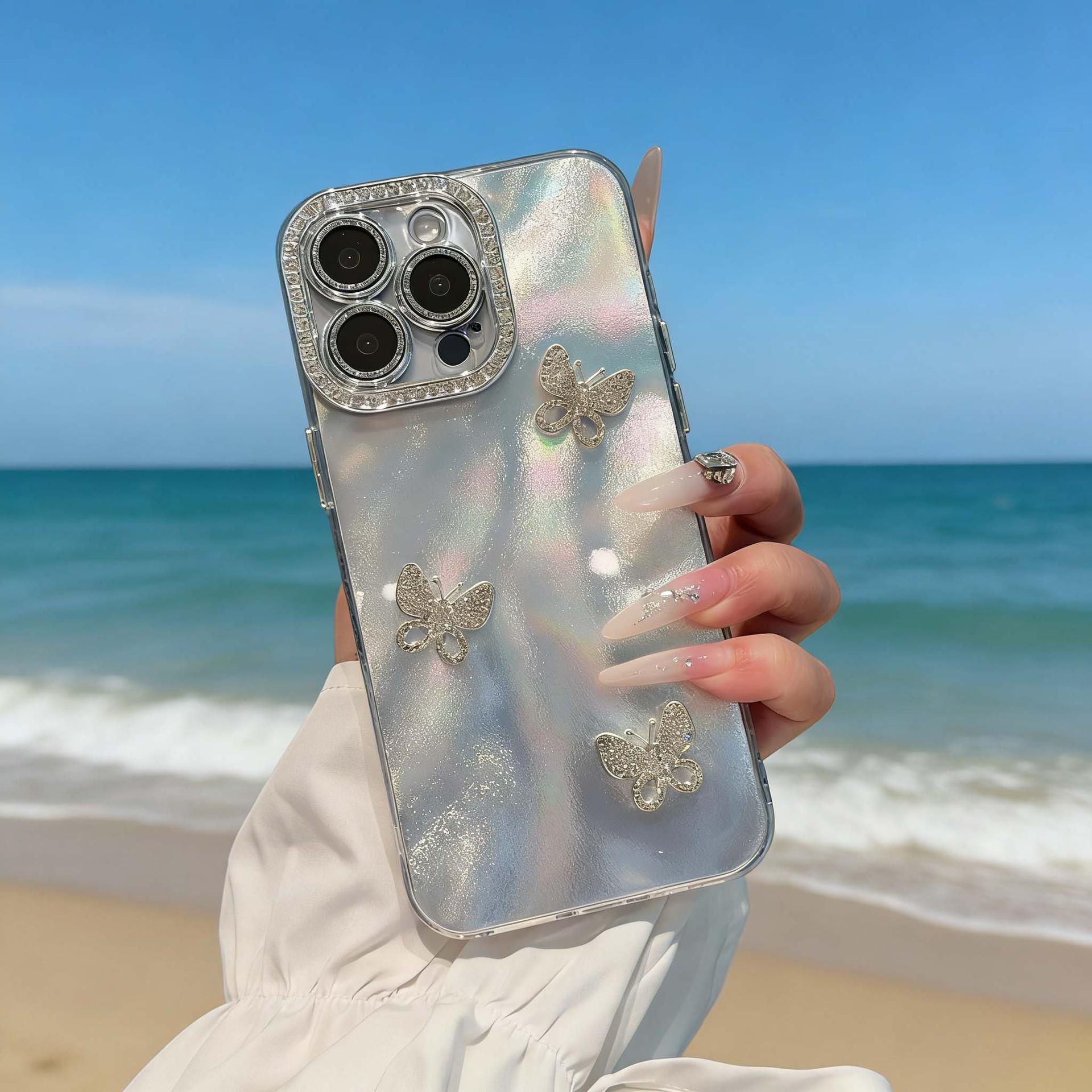 

Apple 17 Pro Max Starlight Butterfly Phone Case, iPhone 15/13 with Rhinestone Lens Protector iPhone 17