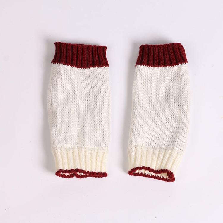 Soft Kid Winter Glove Half-finger Knit Color Matching Mitten for Winter Supplies