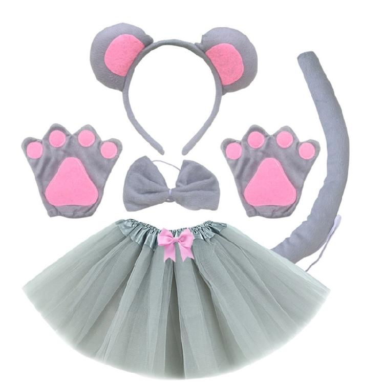 Little-Mouse Costume Accessories Set Mouse Ears Headband,Bowtie,Gloves Tail,Tutu