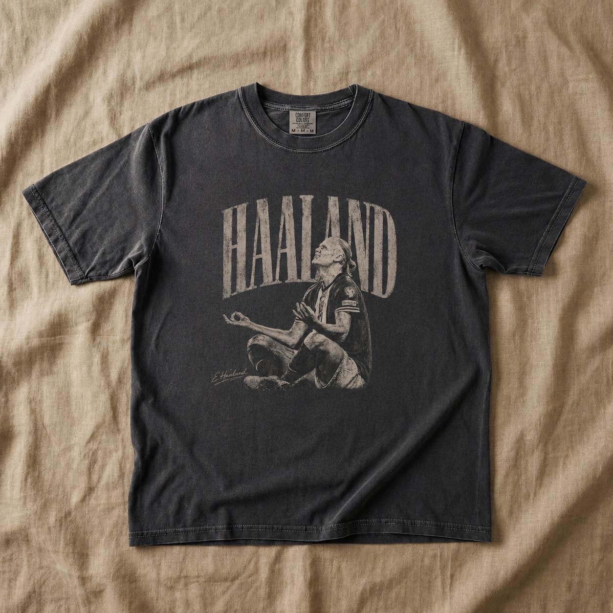 Haaland Vintage Bootleg Soccer Comfort Color, Erling Haaland Meditation Graphic Unisex T-Shirt S