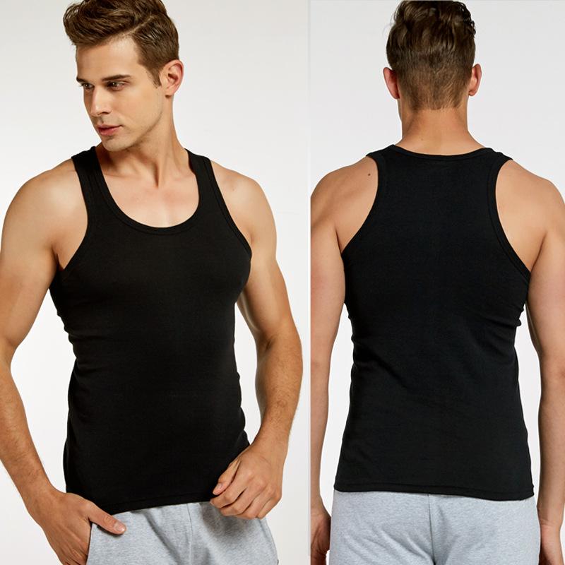 Summer New Men's Cotton Vest Fashion Trend Solid Colour Tops Versatile Men's T-shirt