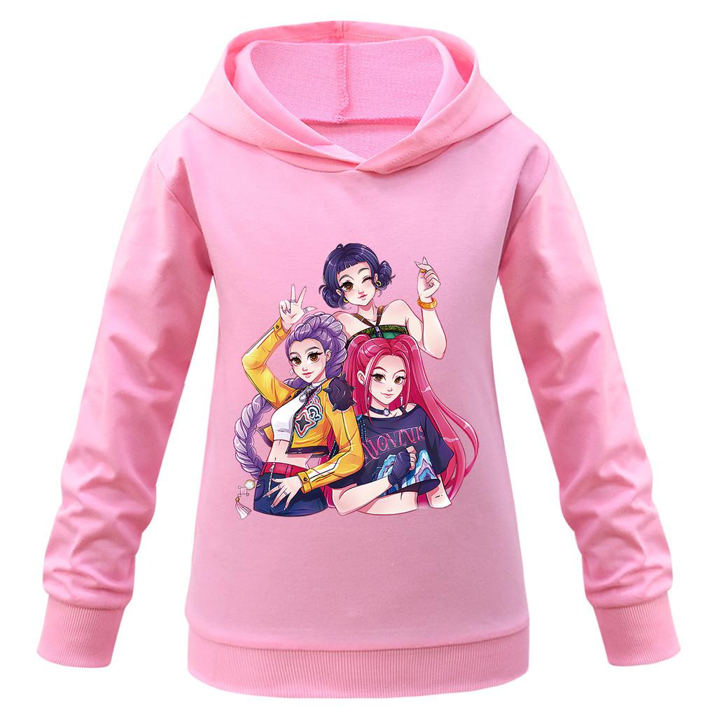 Kids Girls Anime Cartoon K-POP Rumi Zoey Mira Printed Casual Long Sleeves Sweatshirt Hoodies