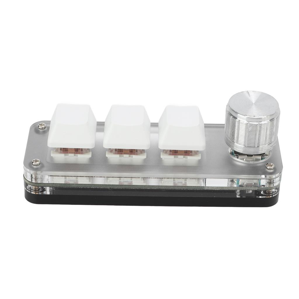 Mini 3 Key Keypad Mechanical White Gaming Keyboard Programmable One Handed for Office Games Music Industrial Control