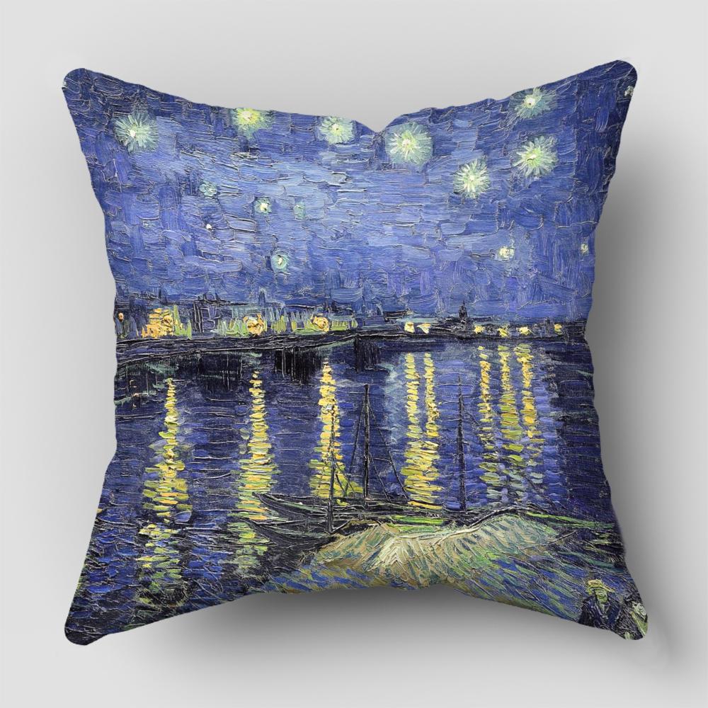 Van Gogh Oil Painting Print Collection Decorative Pattern Home Pillowcase Square Office Decor Cushion Cover pillow cases