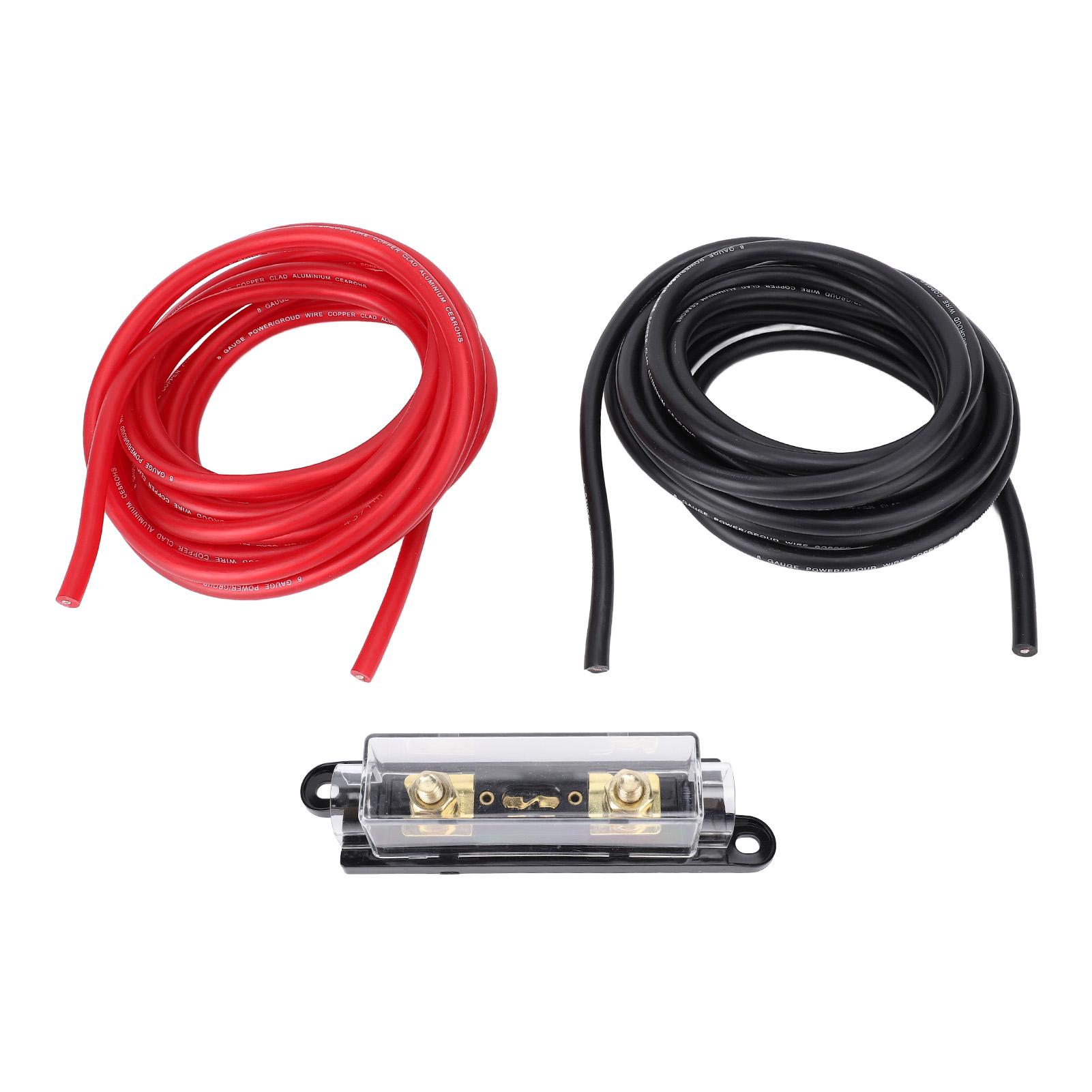 

8AWG 20 футів Дріт Стабільний Сигнал Ефективна Передача Мідно-Алюмінієвий Силовий Заземлюючий Кабель з Блоком Запобіжників на 100А для Автомобіля RV