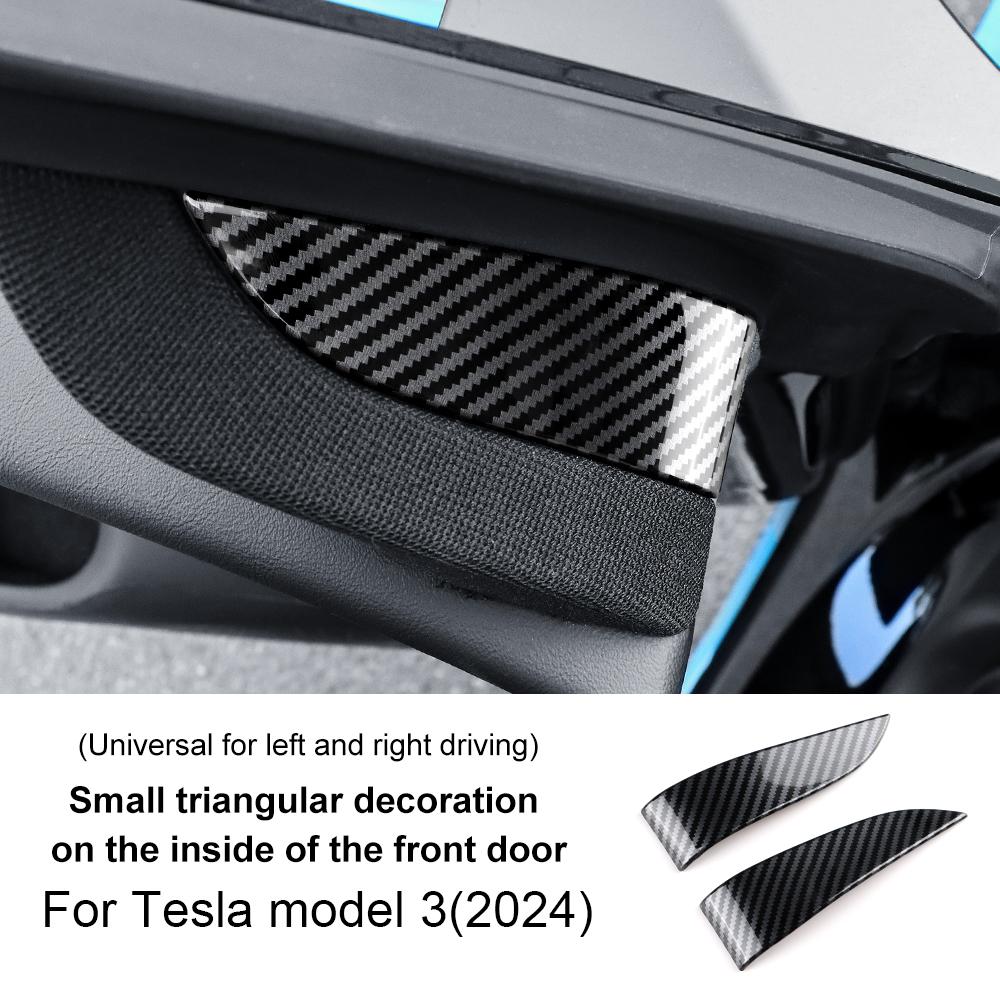 

ABS Текстура углеродного волокна Внутренняя треугольная накладка на дверь для Tesla Model 3 Model3 Highland 2025 Наклейка Отделка Аксессуары для интерьера автомобиля for Highland 2024