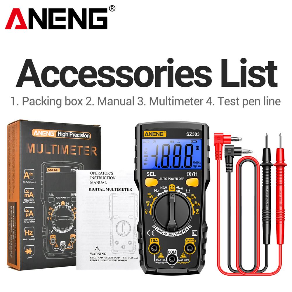 Smart Digital Multimeter Tester Professional AC/DC Voltage Current Electrical Data Retention High Precision Detector ANENG SZ303