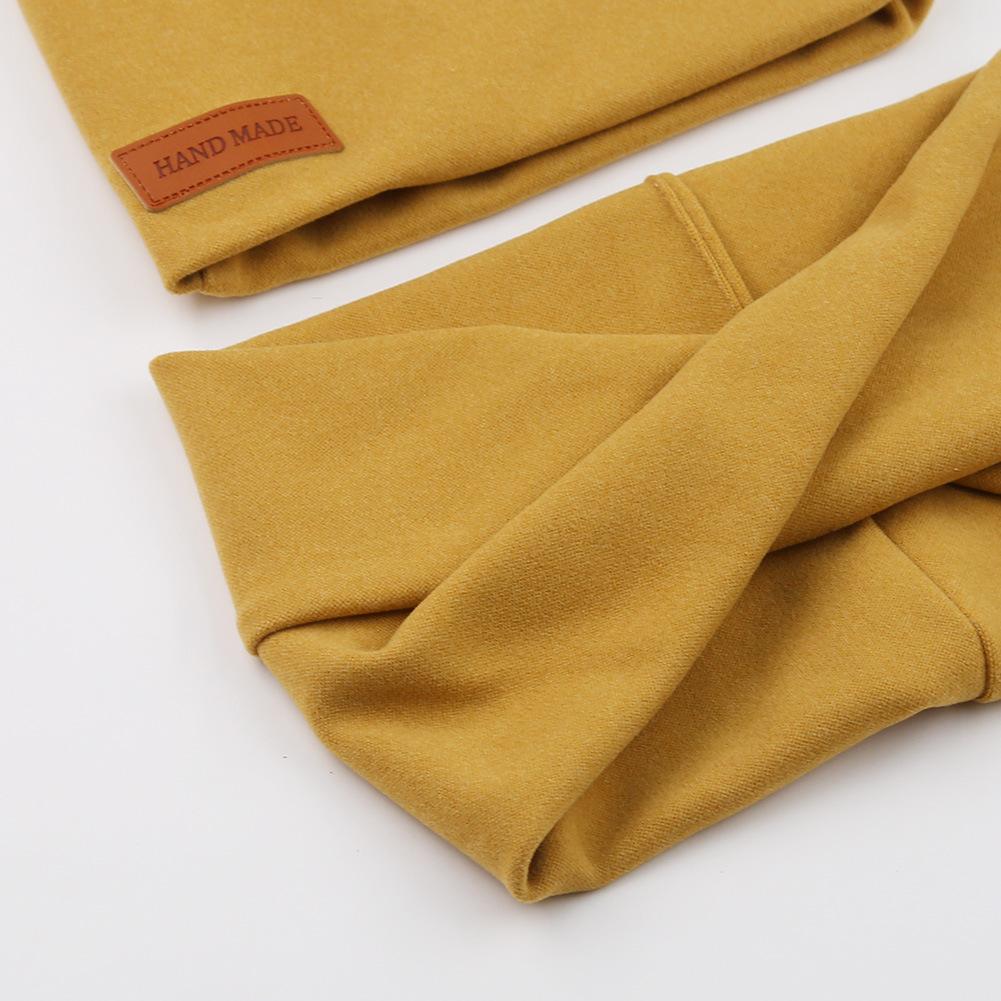 Set de eșarfe pentru pălărie din lână pentru bebeluși, etichetă din piele, pentru copii, căciulă pentru gât, toamnă iarnă, șapcă pentru copii, fete, băieți, 1-4 ani