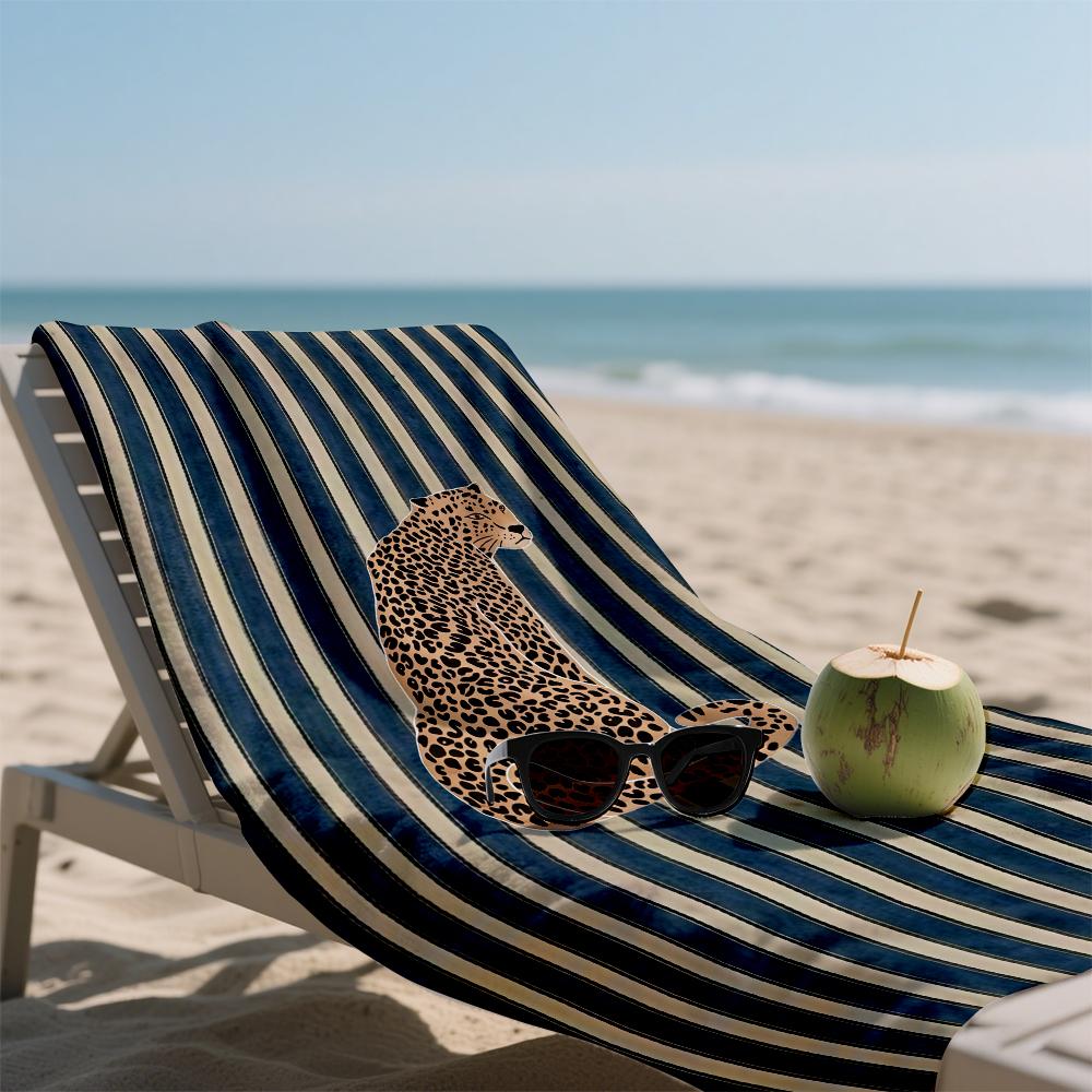 Leopard Striped Backdrop Oversized Microfiber Beach Towel Sand Proof Quick Dry Absorbent for Swimming Pool Travel Camping