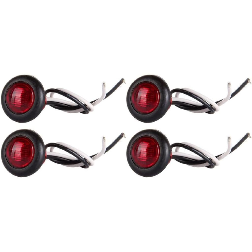ECCPP Universal 4 Pack 1" Round Red Side Marker Light fit for Truck Pickup Boat Trail LED Side Marker Clearance Identification Light