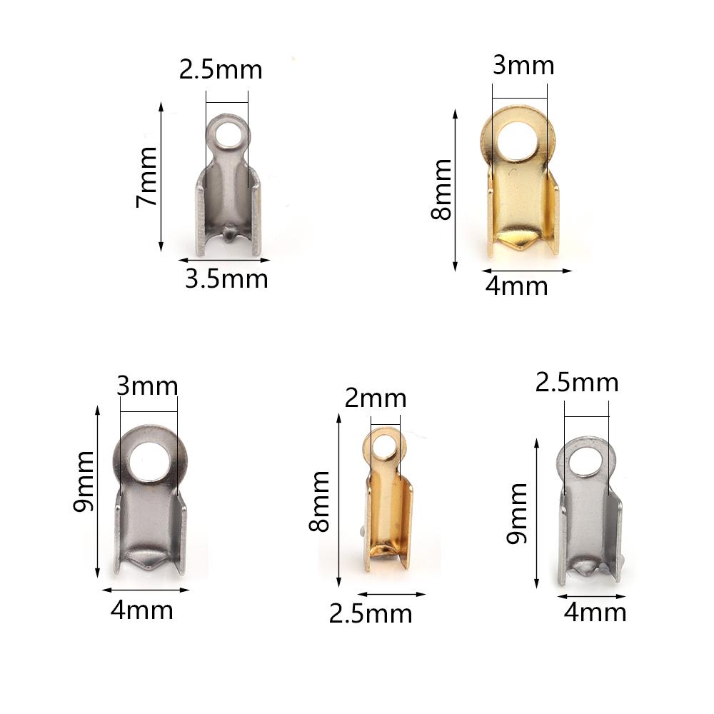 30-60 Stück/Los Gold Edelstahl Schnüre Quetsch-Endkappen Perlenkappen Lederclip-Spitzen Falten-Quetsch-Armbandverbinder Für Schmuckherstellung
