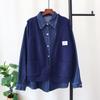 Otoño e invierno nuevo conjunto de dos piezas de camisa vaquera y chaleco de punto suelto casual versátil conjunto de suéter para mujer
