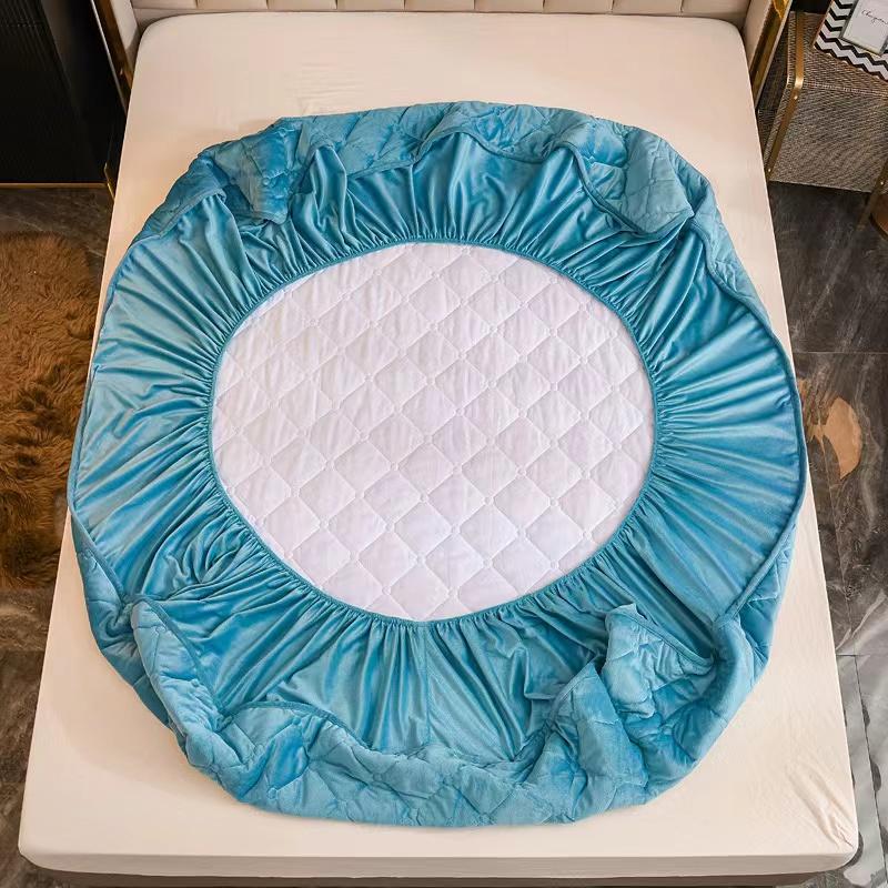 Super Soft Velvet Quilted Mattress Cover Warm Coral Fleece Customized Size Bed Pad Protector Cover Not Included Pillowcase