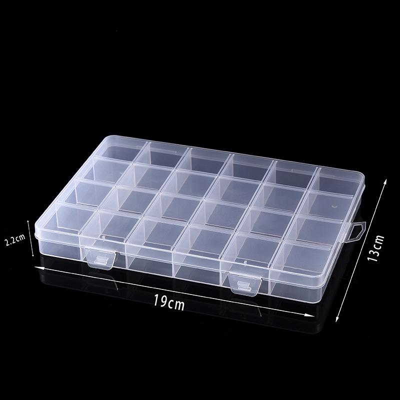 24-Slot Transparent Plastic Storage Box for Accessories and Beading