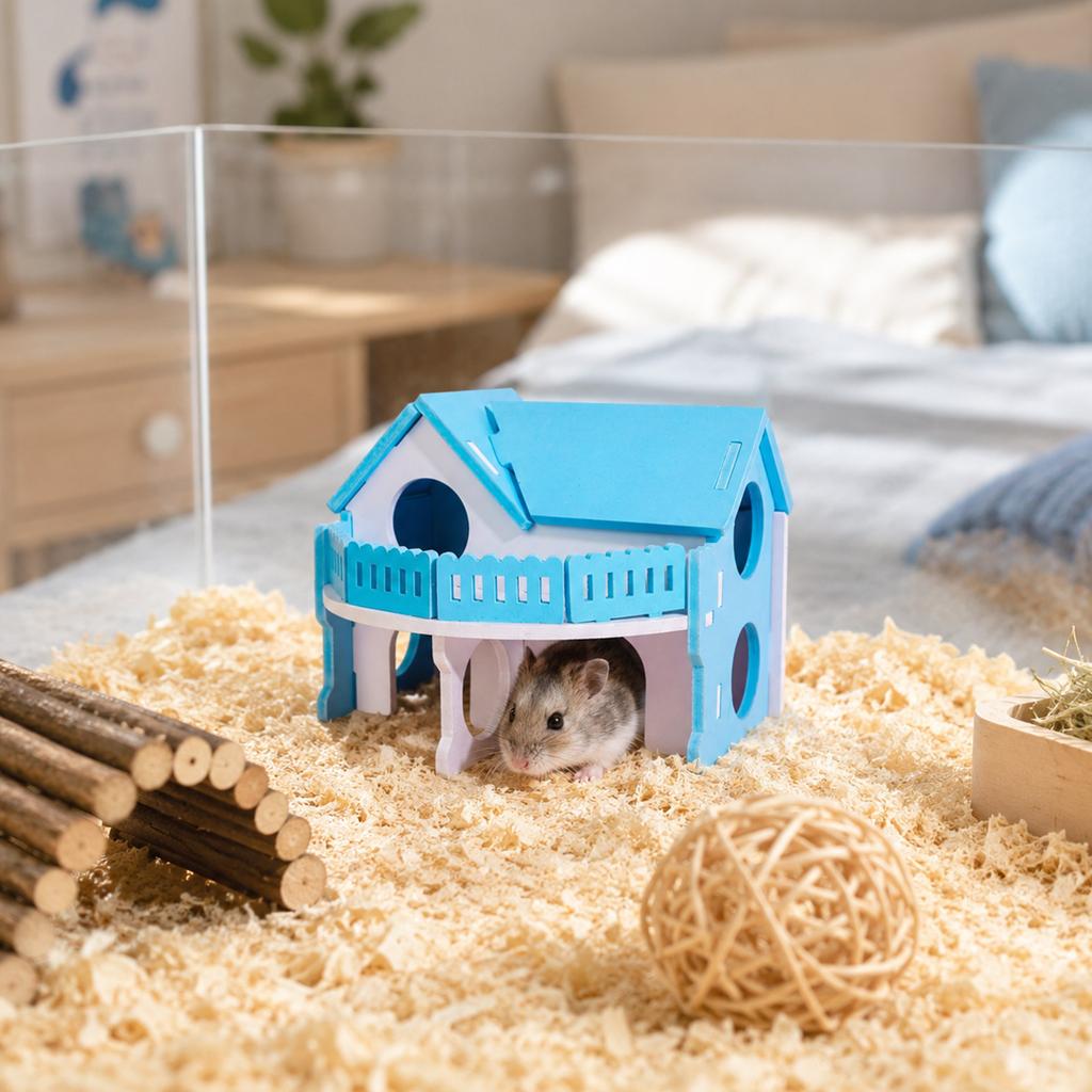 Hamster Versteckhaus mit Schlafplatz, Kleintier Dekoration für Einstreu und Spiel
