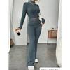 Women's High Neck Long Sleeve Loose Fit Two Piece Set Sweatshirt And Long Pants
