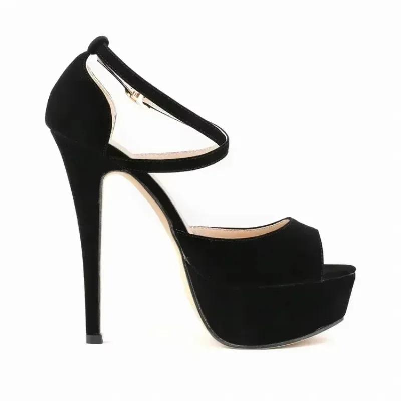 High Heels für Damen Sandalen Stilettos Sommer Sexy 14cm Mode Peep Toe Pumps Plateau Knöchelriemen Sansal Braut Hochzeitsschuhe