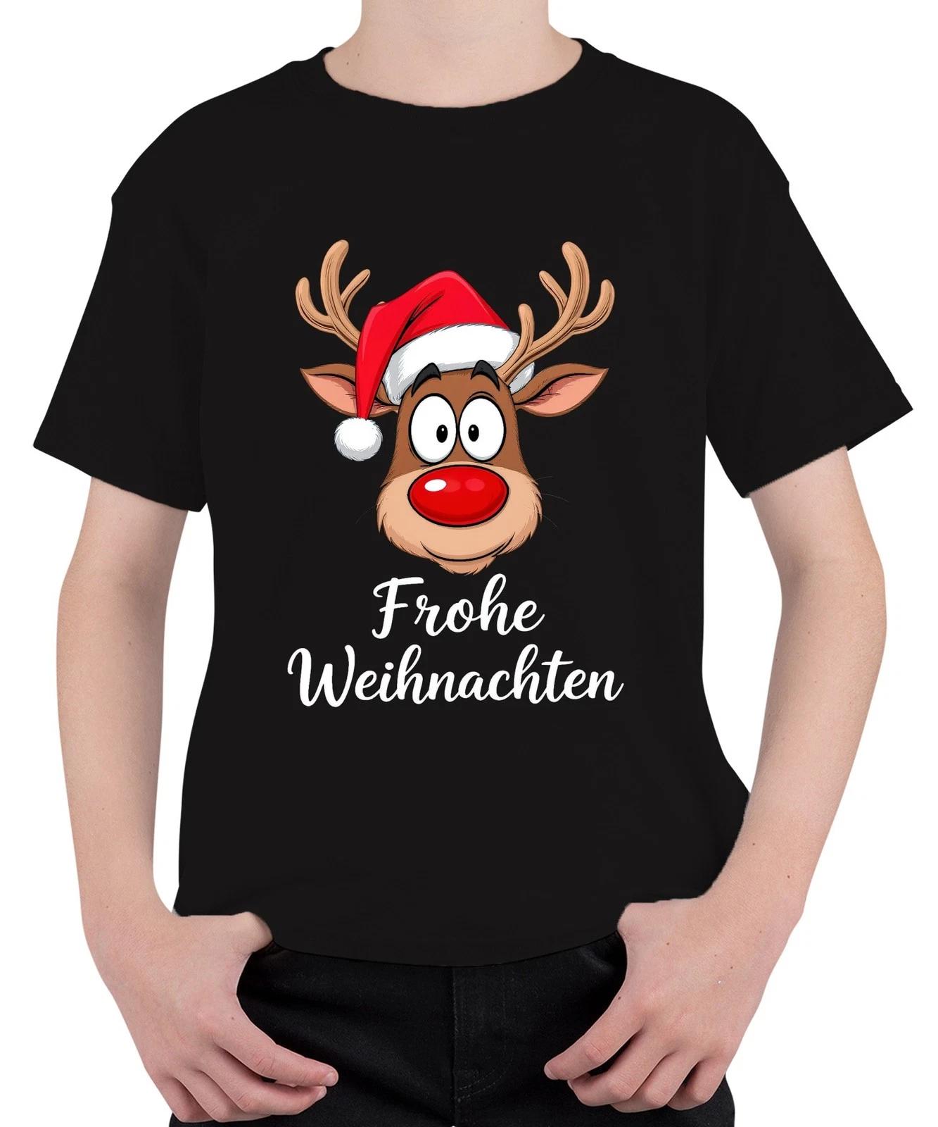 Frohe Weihnachten Rentier Rudolf Cartoon Niedlich Lustig Geschenk Unisex Kinder XXXL