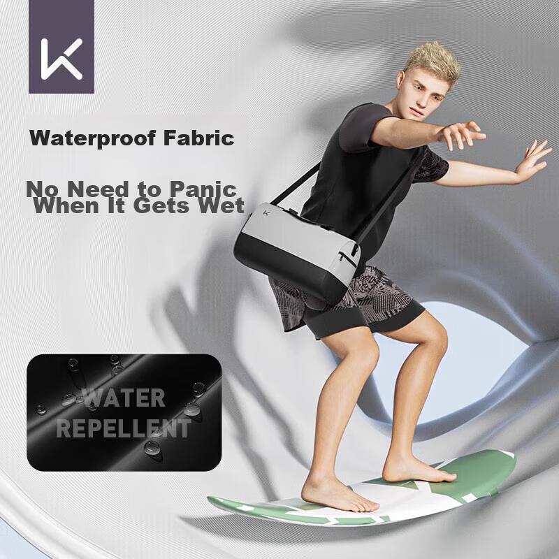 Keep Swimming Storage Bag, Travel Fitness Bag, Waterproof Sports Bag, Training Toiletry Bag, White-Black