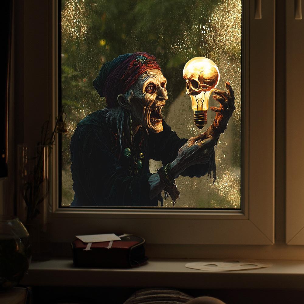 Halloween Horreur Zombie Balcon Vitrine en Verre Décoration de Fête à la Maison Autocollants de Fenêtre Statiques Vente en Gros