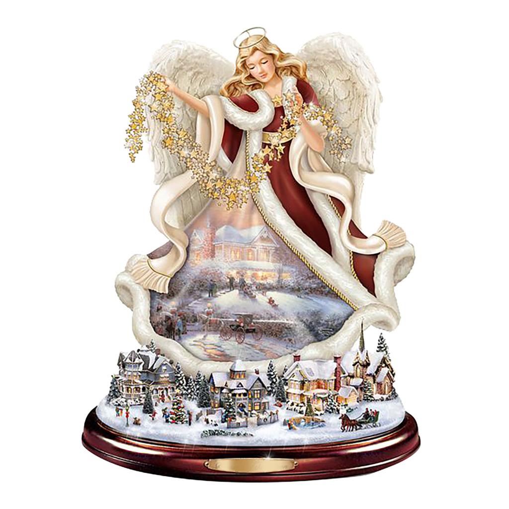 Christmas Angel Rotating Sculpture Train Decorations Paste Window Paste Stickers