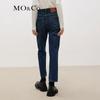 MO&Co. Women's Dark Blue High-Waist Straight Cropped Jeans