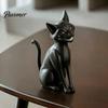 Creepy Cute Cat Statue 3D Printed Grinning Black Statue, Sitting Figurine, Dark Animal Collectibles Style Sculpture, Halloween Decorative Figurine for