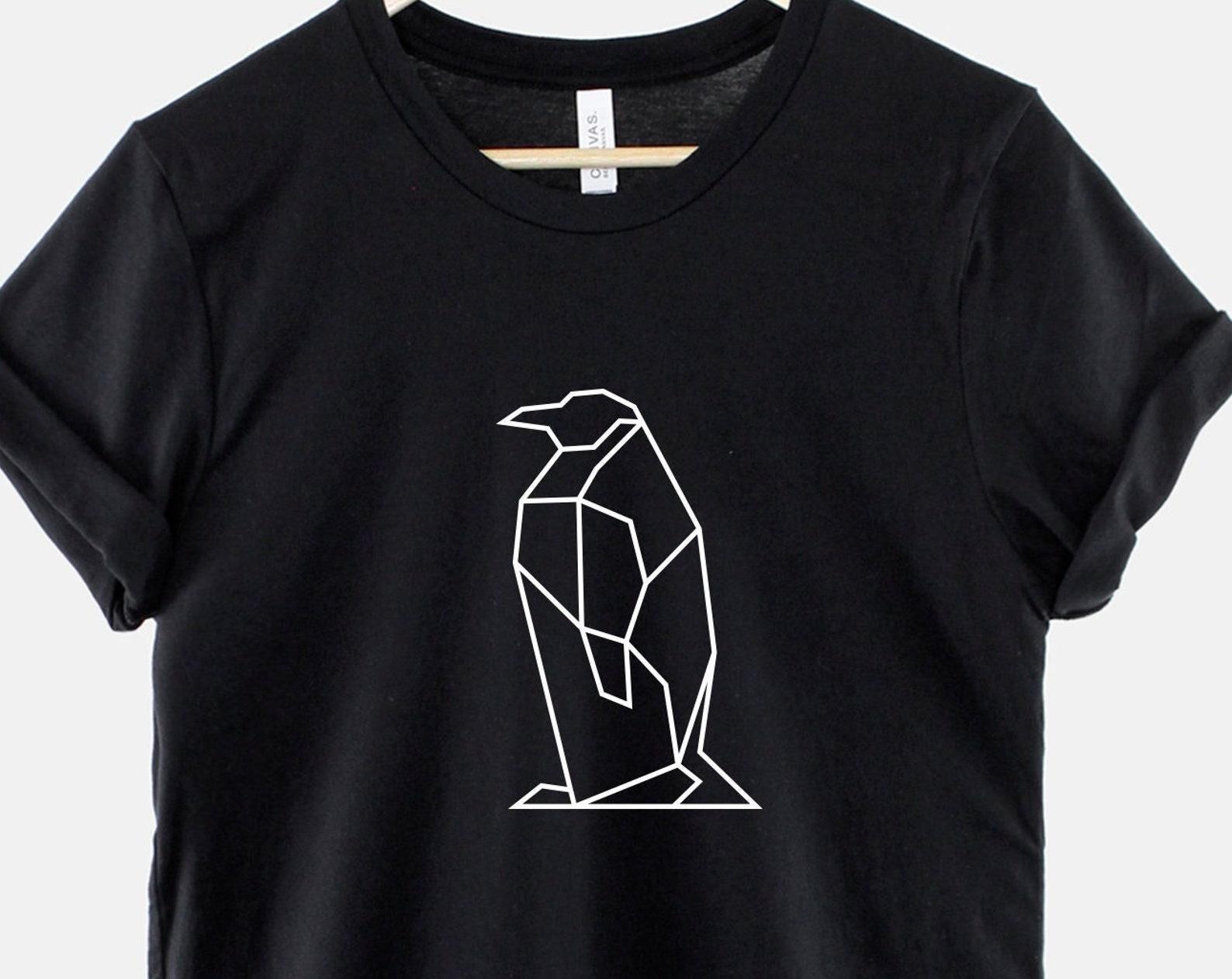 Geometric Penguin Shirt, Minimalist Animal T Shirt, Emperor Penguin Graphic Tee, Gift for Penguin Lover M