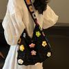 Bohemian Vintage Hollow Floral Contrast Casual Messenger Bag - Assorted Color Fabric with Buttons, Washable By Hand, Open Design, Ideal for Women