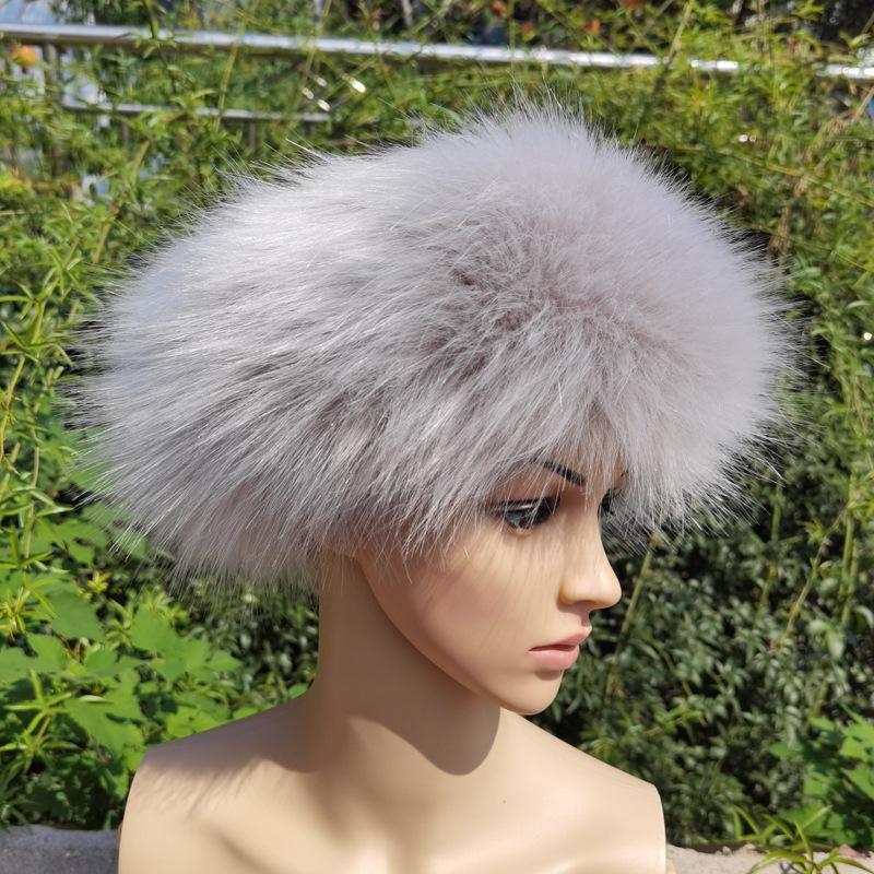 Unisex Thick Fur Dome Cap Retro Warm Flat Top Hat Outdoor Winter Accessories