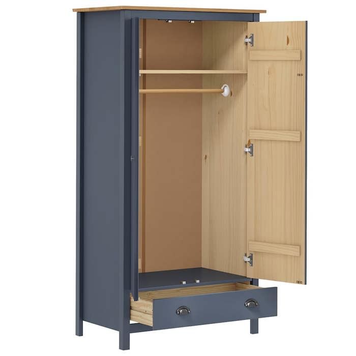 Wardrobe - VIDAXL - Hill Range - Solid Wood - Grey - 2 Doors
