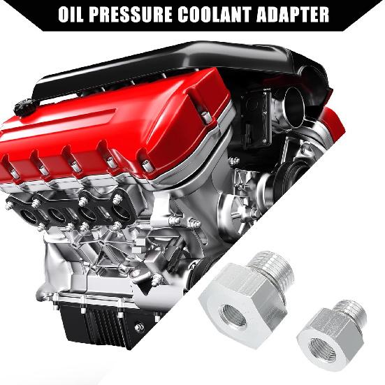 Oil Pressure Coolant Adapter Fitting Sensor Adapter for LS Series Engine/Front/Oil Pressure Sensor Adapter/Durable / 1 Set/Silver Tone